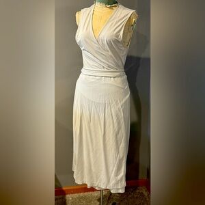 Calvin Klein Wrap Sleeveless Dress Women’s Medium light grey-white